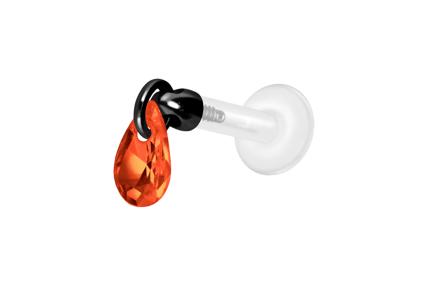 PTFE Labret Piercing mit Innengewinde + Titan-Aufsatz KRISTALLTROPFEN